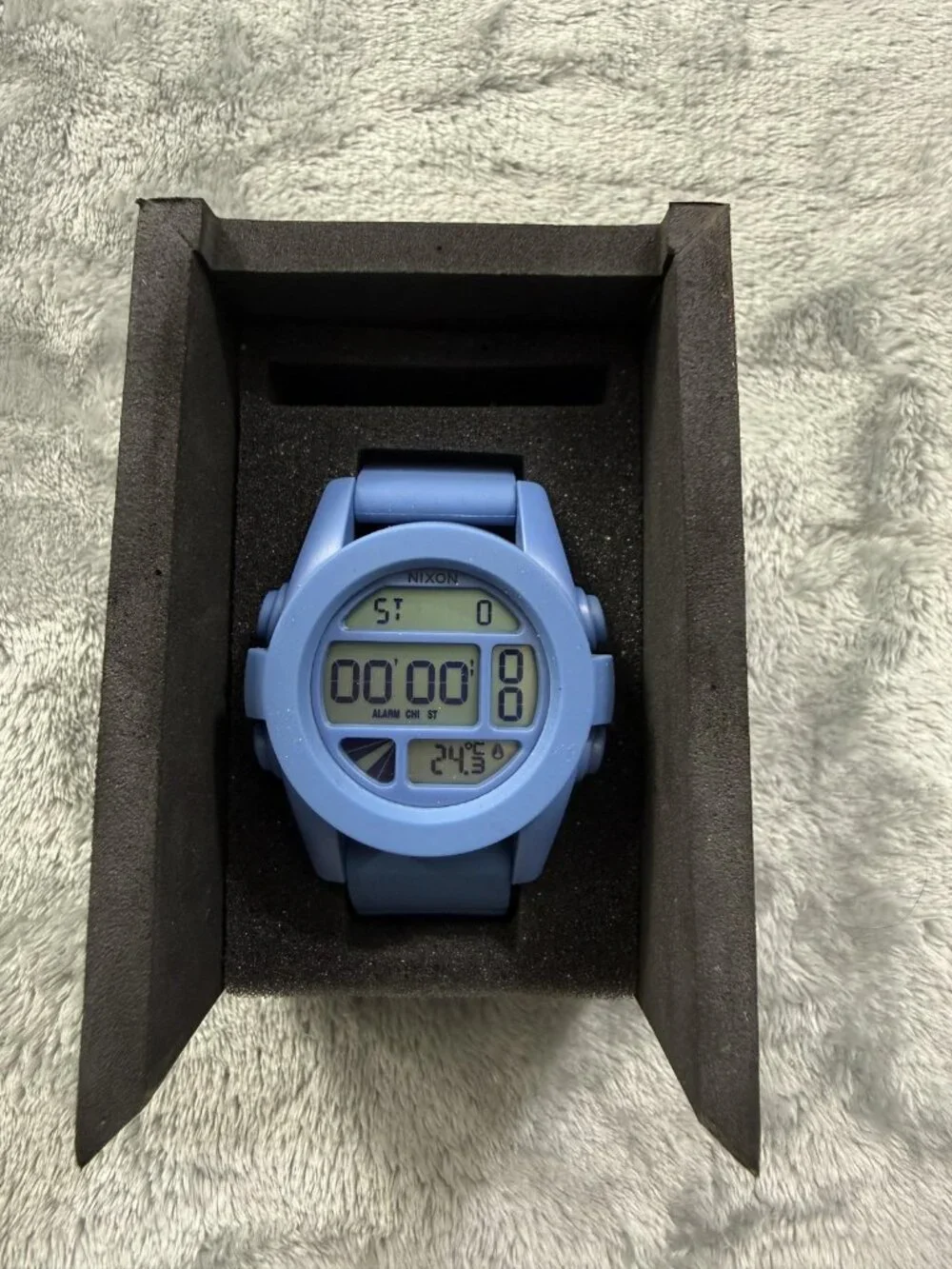 New Nixon The Unit Men's Watch Digital Dial Marina Blue Rubber Quartz A197 1405